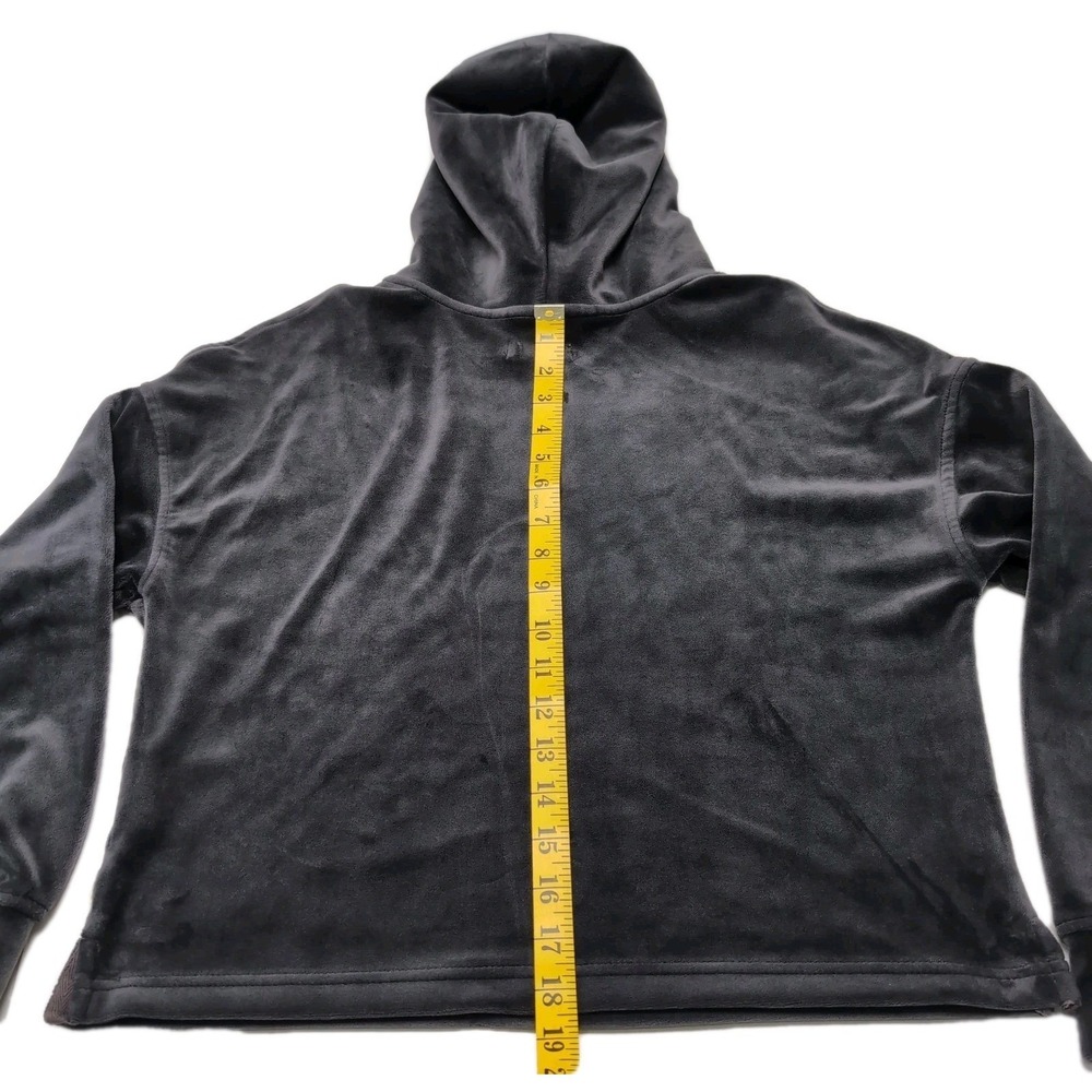 UGG Velour Crop Hoodie Womens Size XS Charcoal Gray Cozy Pullover Loungewear - Picture 10 of 11